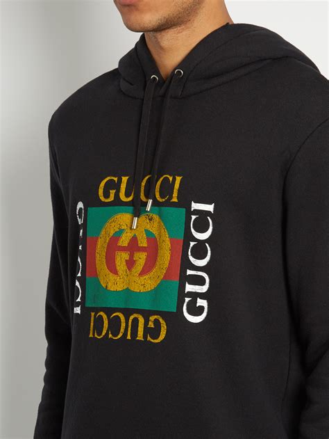 gucci cotton jersey hooded sweatshirt black|gucci oversized hoodie.